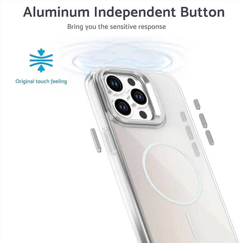 Coque pour iPhone 15 Pro Max Compatible avec MagSafe TPU + Acrylique Dégradé avec Support de Téléphone - Blanc