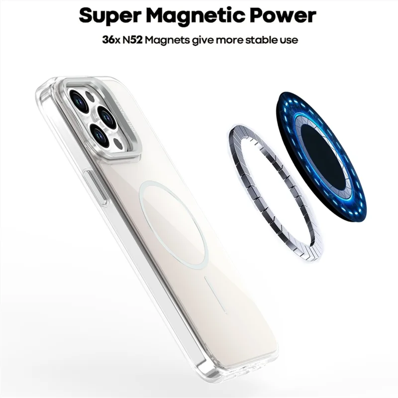 Coque pour iPhone 15 Pro Max Compatible avec MagSafe TPU + Acrylique Dégradé avec Support de Téléphone - Blanc
