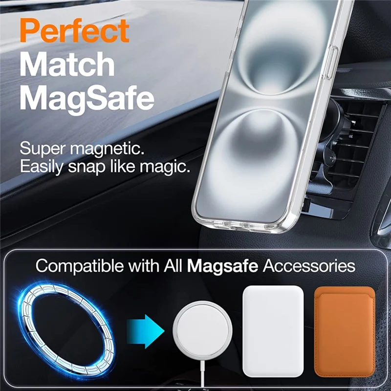 Coque pour iPhone 15 Pro Max Compatible avec MagSafe TPU + Acrylique Dégradé avec Support de Téléphone - Blanc