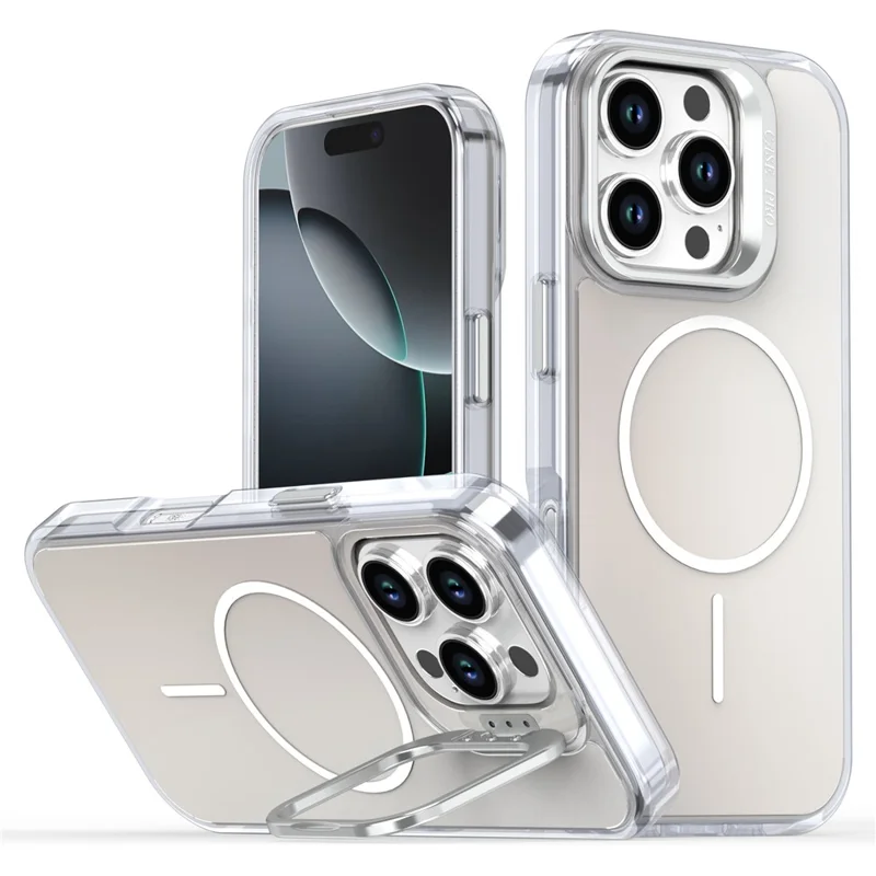 Funda para iPhone 16 Pro Compatible con MagSafe TPU + Acrílico Degradado con Soporte - Blanco