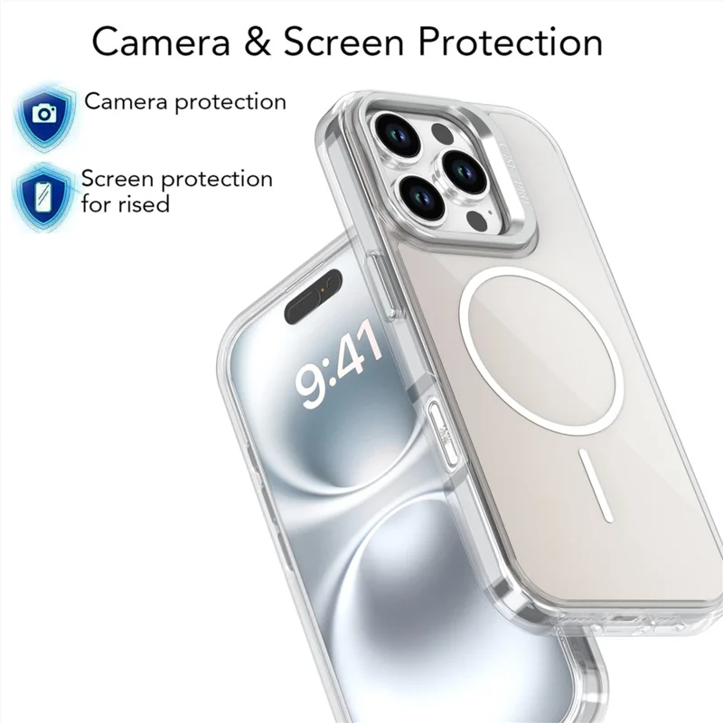 Funda para iPhone 16 Pro Compatible con MagSafe TPU + Acrílico Degradado con Soporte - Blanco