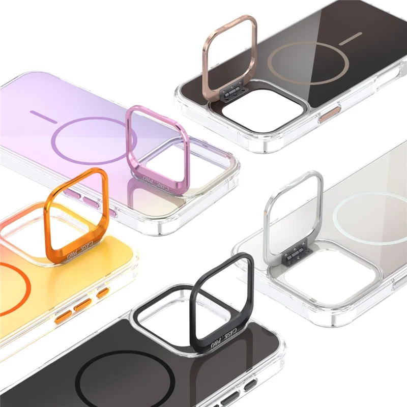 Étui pour iPhone 16 Pro Max Compatible avec MagSafe TPU + Coque de téléphone en Acrylique avec Cadre d'Objectif et Support - Blanc