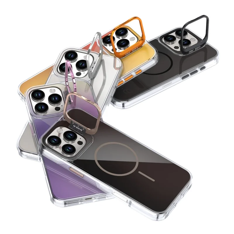 Étui pour iPhone 16 Pro Max Compatible avec MagSafe TPU + Coque de téléphone en Acrylique avec Cadre d'Objectif et Support - Blanc