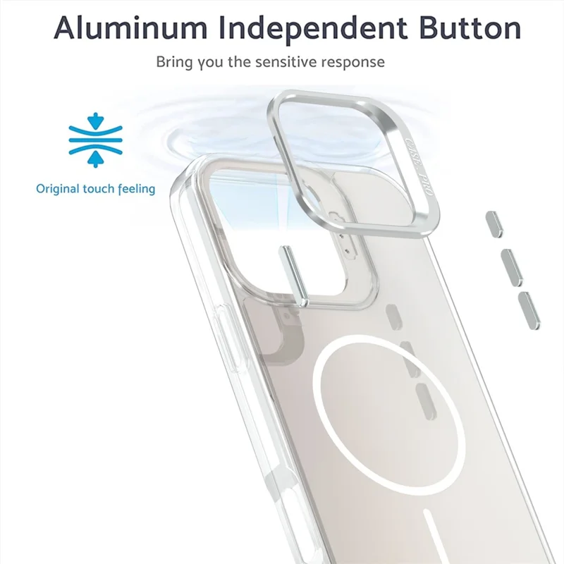 Étui pour iPhone 16 Pro Max Compatible avec MagSafe TPU + Coque de téléphone en Acrylique avec Cadre d'Objectif et Support - Blanc
