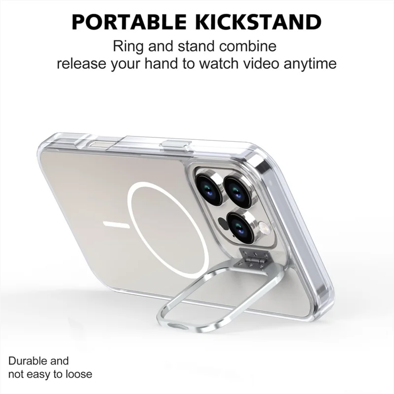 Étui pour iPhone 16 Pro Max Compatible avec MagSafe TPU + Coque de téléphone en Acrylique avec Cadre d'Objectif et Support - Blanc