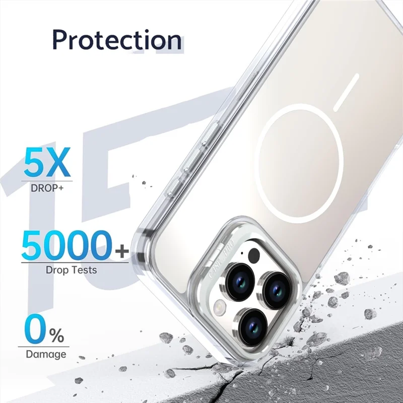 Étui pour iPhone 16 Pro Max Compatible avec MagSafe TPU + Coque de téléphone en Acrylique avec Cadre d'Objectif et Support - Blanc