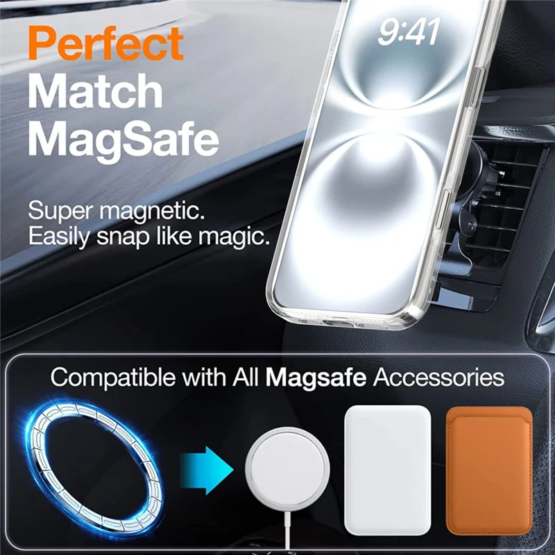 Étui pour iPhone 16 Pro Max Compatible avec MagSafe TPU + Coque de téléphone en Acrylique avec Cadre d'Objectif et Support - Blanc