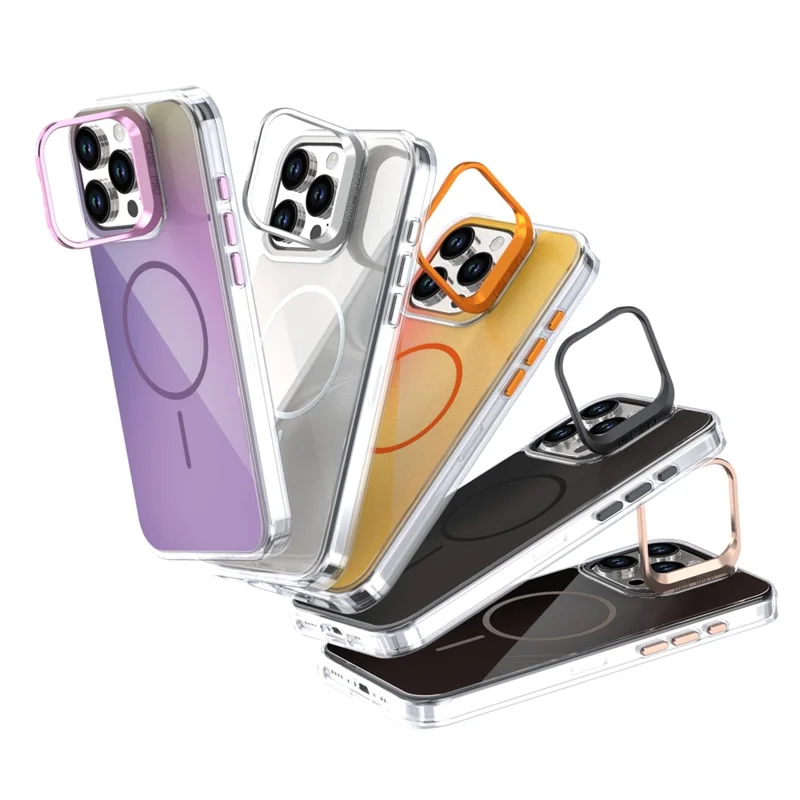 Étui pour iPhone 16 Pro Max Compatible avec MagSafe TPU + Coque de téléphone en Acrylique avec Cadre d'Objectif et Support - Blanc