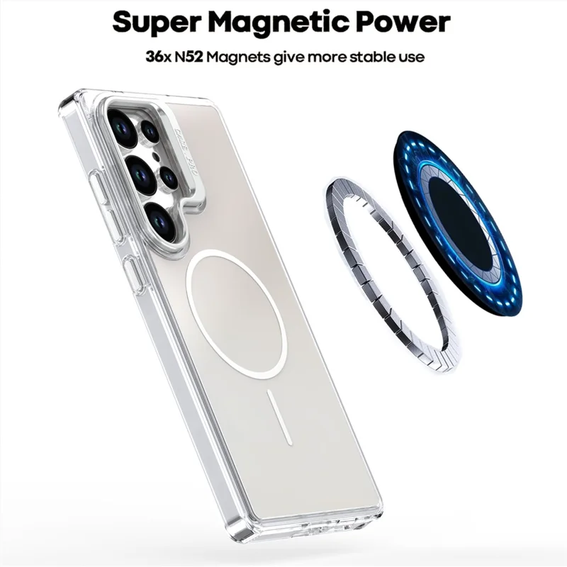 Для чехла Samsung Galaxy S23 Ultra совместимый с MagSafe TPU + Акриловая градиентная телефонная крышка с подставкой - Белый