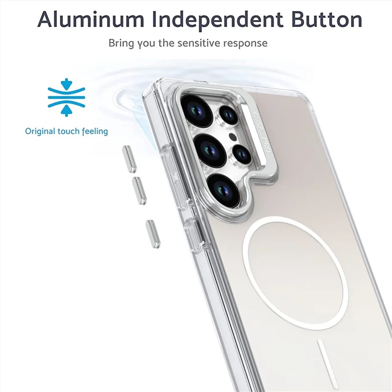 Для чехла Samsung Galaxy S23 Ultra совместимый с MagSafe TPU + Акриловая градиентная телефонная крышка с подставкой - Белый