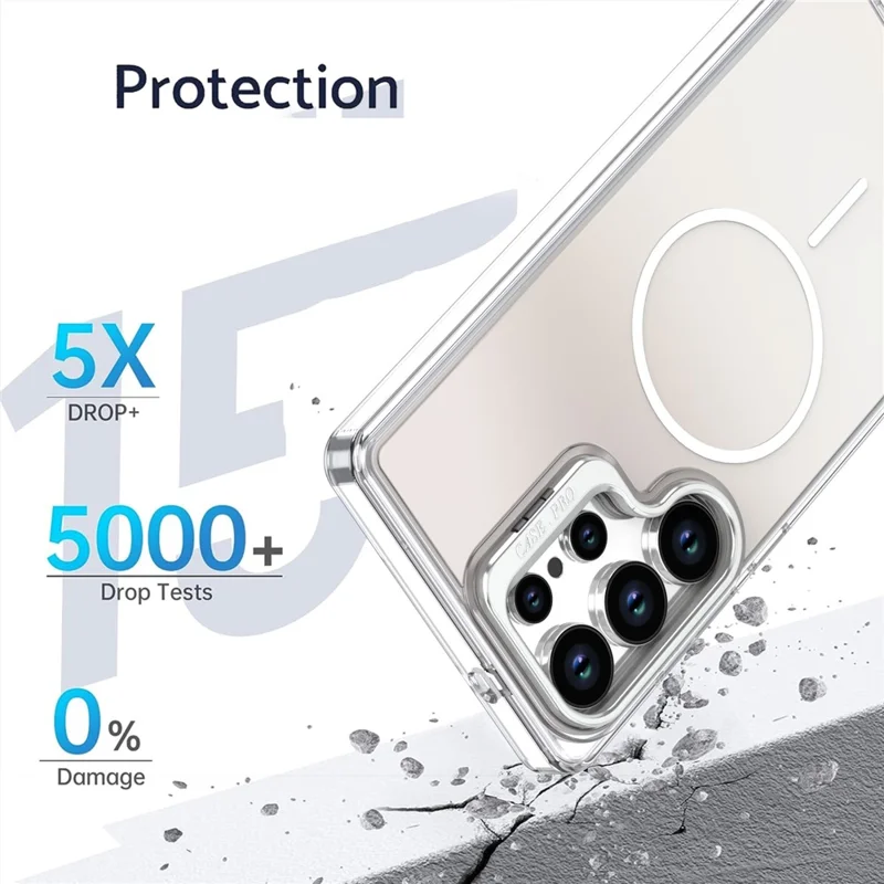 Для чехла Samsung Galaxy S23 Ultra совместимый с MagSafe TPU + Акриловая градиентная телефонная крышка с подставкой - Белый