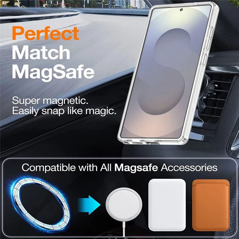 Для чехла Samsung Galaxy S23 Ultra совместимый с MagSafe TPU + Акриловая градиентная телефонная крышка с подставкой - Белый