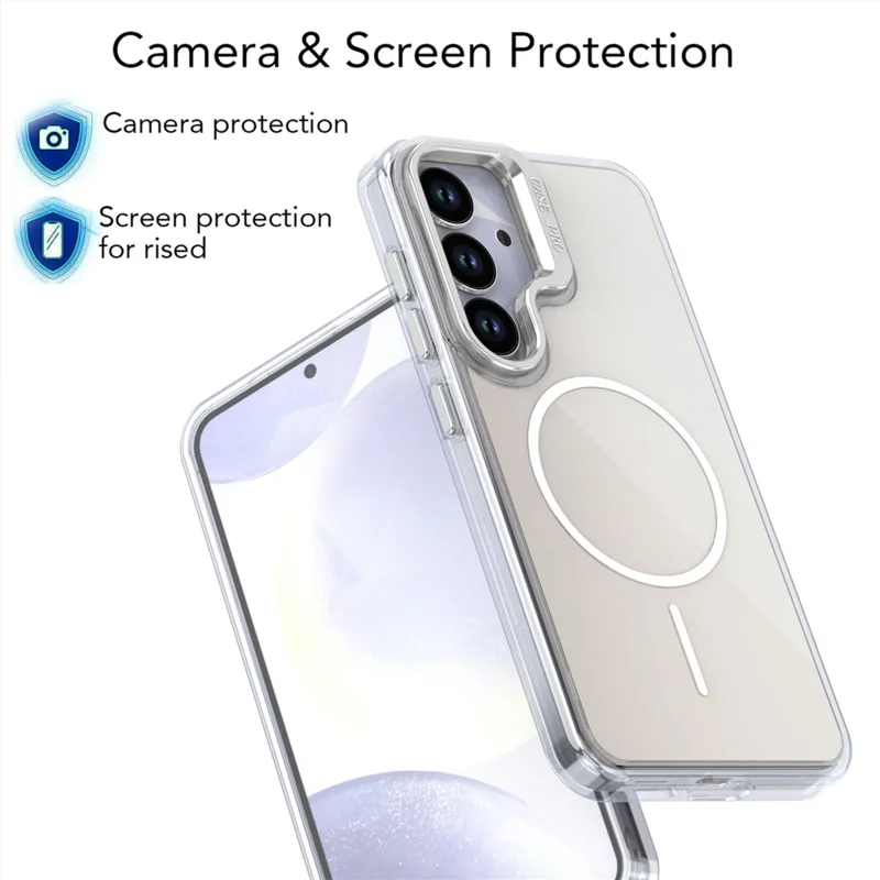 Чехол для Samsung Galaxy S24+ с поддержкой MagSafe, из ТПУ + акриловый градиентный чехол со встроенной подставкой - Белый