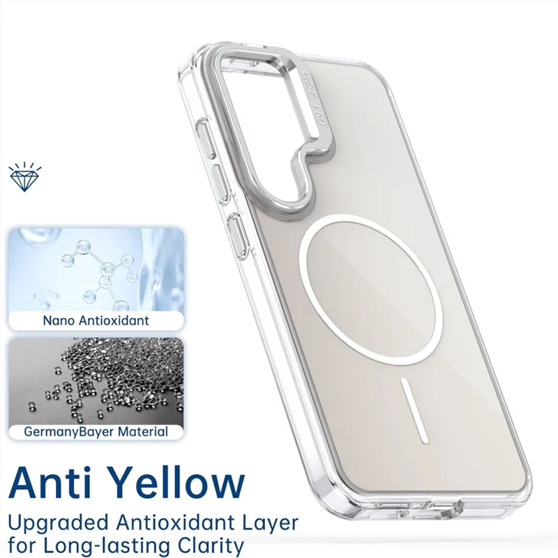 Cover per Samsung Galaxy S25+ Compatibile con MagSafe, Cover per Telefono in TPU + Acrilico Sfumato con Supporto - Bianco