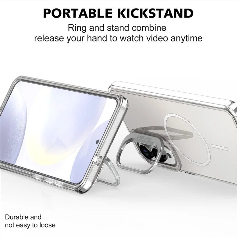 Cover per Samsung Galaxy S25 Edge Compatibile con MagSafe, Custodia in TPU + Acrilico Sfumato con Supporto - Bianco