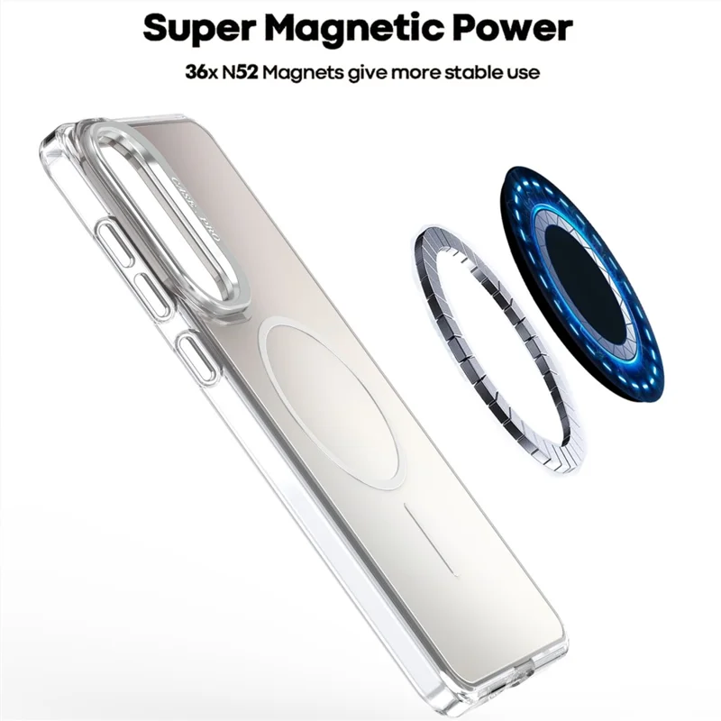 Cover per Samsung Galaxy S25 Edge Compatibile con MagSafe, Custodia in TPU + Acrilico Sfumato con Supporto - Bianco