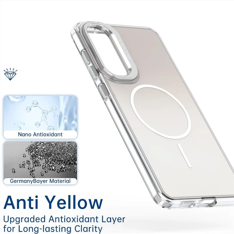 Cover per Samsung Galaxy S25 Edge Compatibile con MagSafe, Custodia in TPU + Acrilico Sfumato con Supporto - Bianco