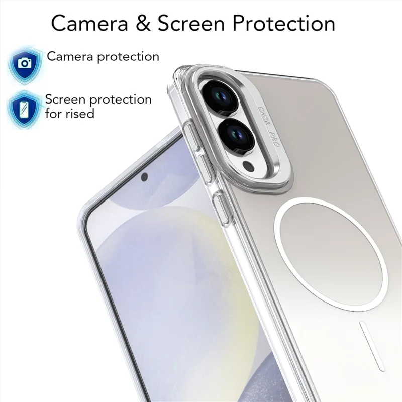 Étui pour Samsung Galaxy S25 Edge Compatible avec MagSafe TPU + Coque de téléphone acrylique dégradée avec support - Orange
