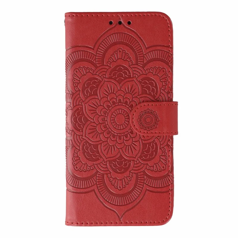 For OnePlus 13T 5G Case PU Leather Mandala Imprinted Design Wallet Phone Cover with Wrist Strap - Red