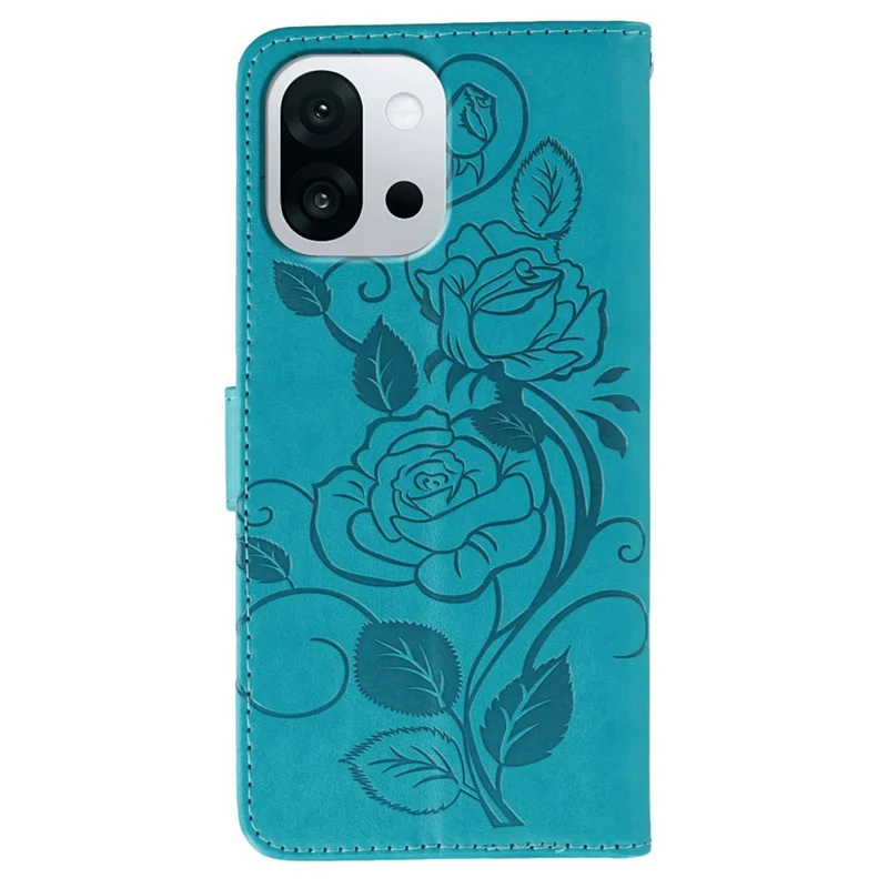 For OnePlus 13T 5G Case Wallet Stand Imprinted Rose Butterfly PU Leather Phone Cover - Blue