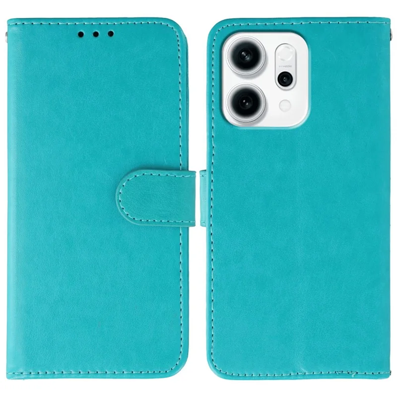 For Oppo Reno14 F 5G Case PU Leather Flip Wallet Phone Cover with Strap - Blue