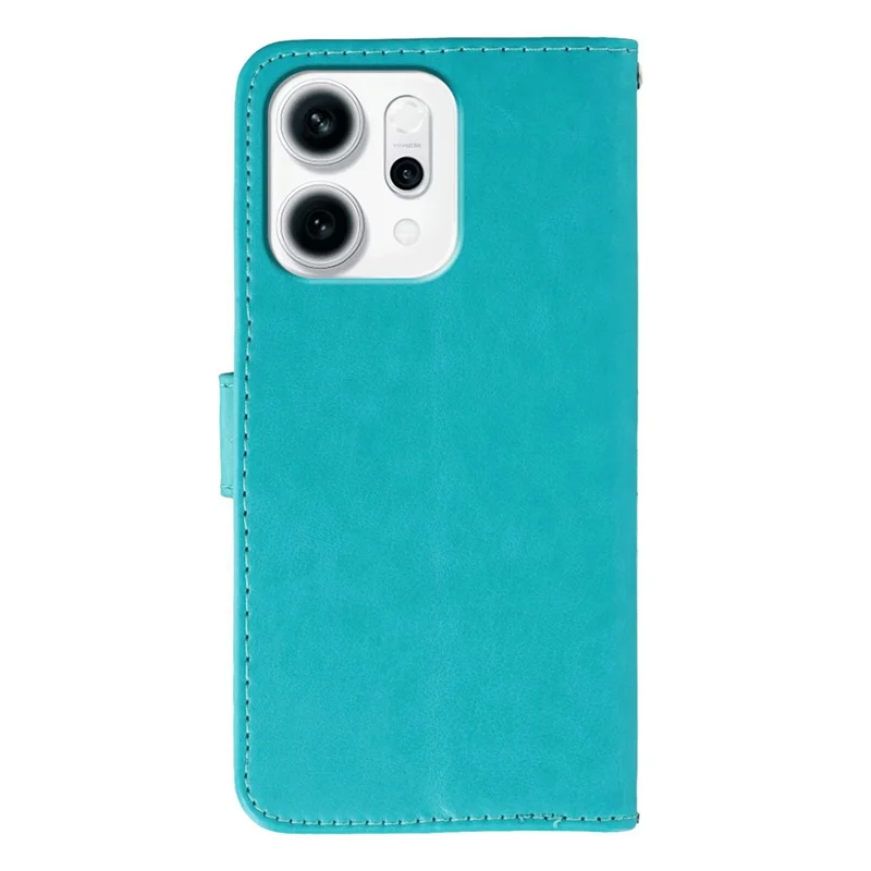 For Oppo Reno14 F 5G Case PU Leather Flip Wallet Phone Cover with Strap - Blue