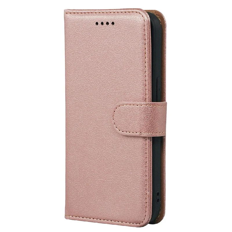 For Oppo Reno14 F 5G Case RFID Blocking Wallet Litchi Texture Leather Phone Cover Magnetic Clasp - Rose Gold