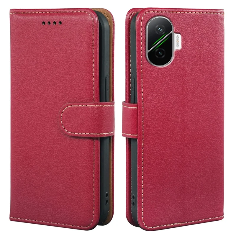 For Xiaomi Poco F7 5G / Redmi Turbo 4 Pro 5G Case RFID Blocking Wallet Litchi Texture Leather Phone Cover Magnetic Clasp - Red