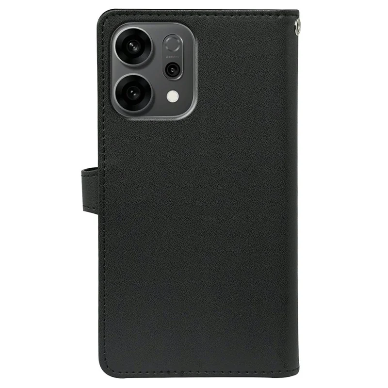 Чехол для Oppo Reno14 5G (Global) с 9 отделениями для карт, из искусственной кожи, с подставкой - Черный