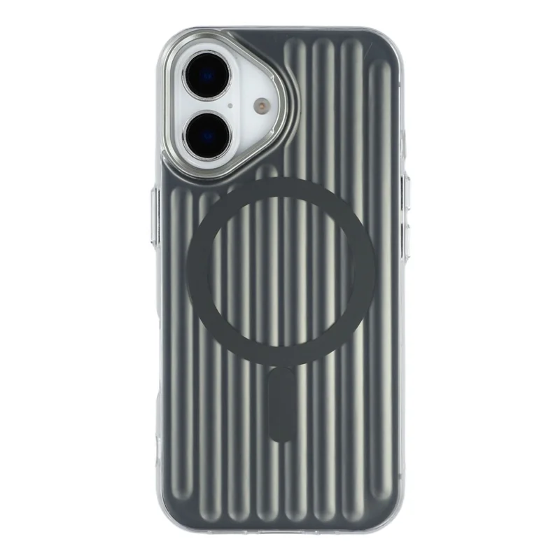 Cover per iPhone 16 Compatibile con MagSafe, Texture Valigia, Cover Posteriore in TPU con Finitura Opaca - Grigio