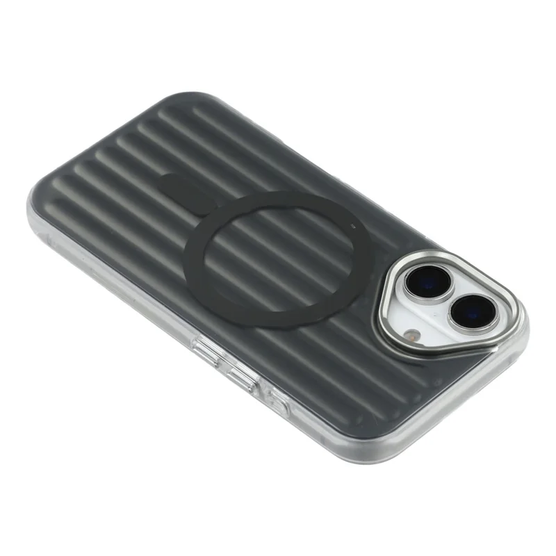 Cover per iPhone 16 Compatibile con MagSafe, Texture Valigia, Cover Posteriore in TPU con Finitura Opaca - Grigio