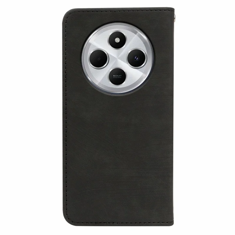For Xiaomi Redmi A4 5G / 14C 4G / 14R 5G / A3 Pro 4G / Poco C75 4G Case Strong Magnetic Leather Wallet Phone Cover with Striped Texture - Black