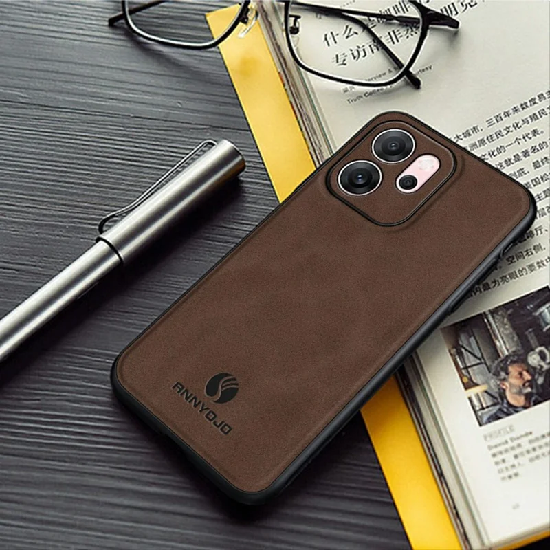 ANNYOJO Pour Oppo Reno14 F 5G Étui Cuir PU + PC + TPU Anti-chute Housse de téléphone - Vert