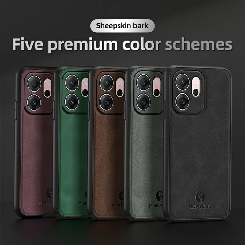 ANNYOJO Pour Oppo Reno14 F 5G Étui Cuir PU + PC + TPU Anti-chute Housse de téléphone - Vert