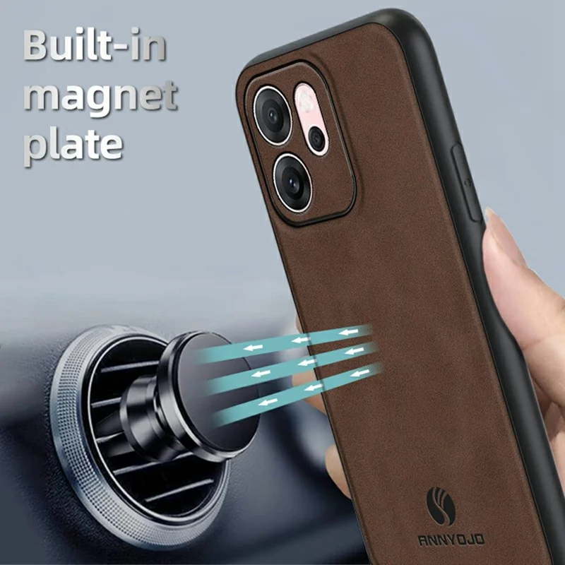 ANNYOJO Pour Oppo Reno14 F 5G Étui Cuir PU + PC + TPU Anti-chute Housse de téléphone - Vert