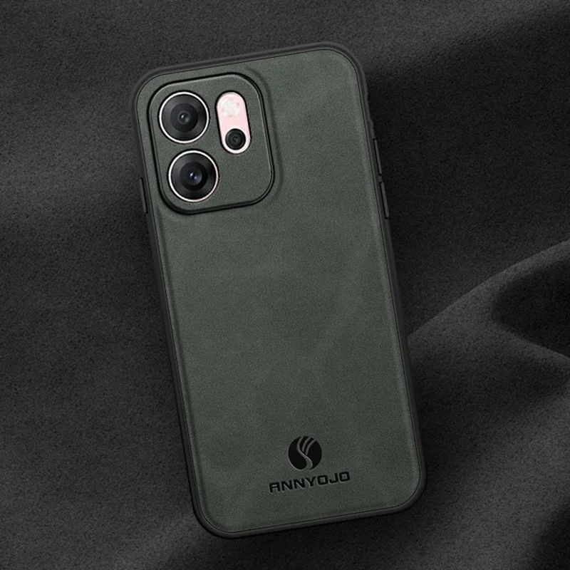 ANNYOJO Pour Oppo Reno14 F 5G Étui Cuir PU + PC + TPU Anti-chute Housse de téléphone - Vert