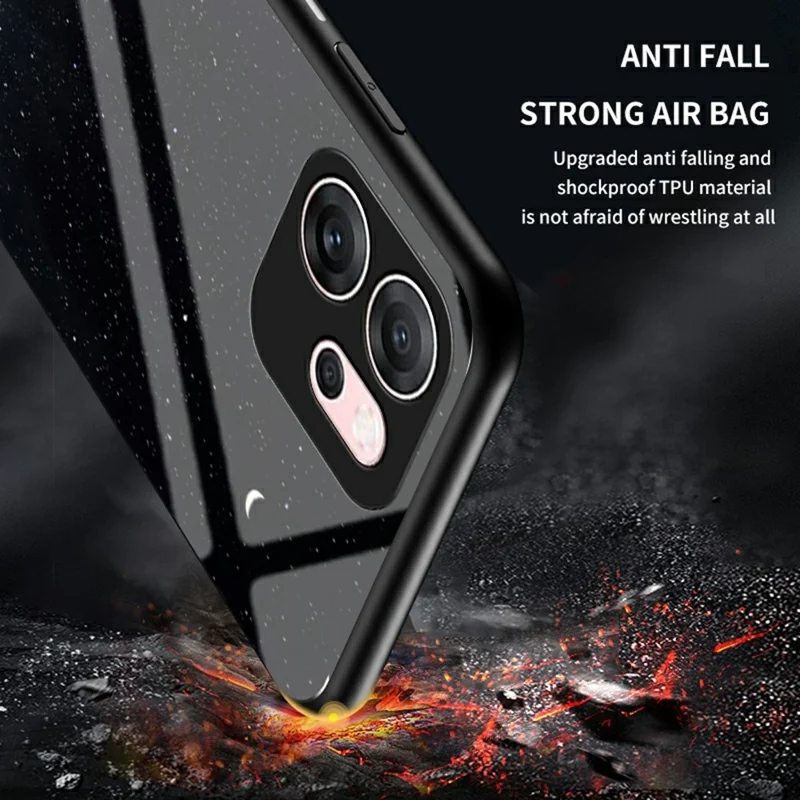 For Oppo Reno14 F 5G Case Starry Sky Pattern Tempered Glass Phone Cover - Color Starry Sky