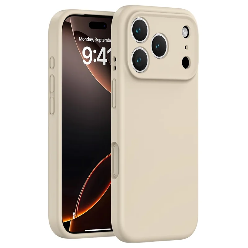 For iPhone 17 Pro Max Case Precision Fit PC + Liquid Silicone Protective Phone Cover with Microfiber Lining - Coffee