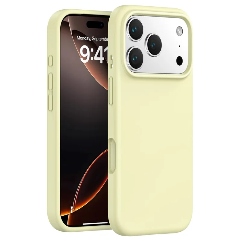 For iPhone 17 Pro Max Case PC + Vloeibaar Silicone Krasbestendige Binnenbekleding Telefoonhoesje - Crèmegeel