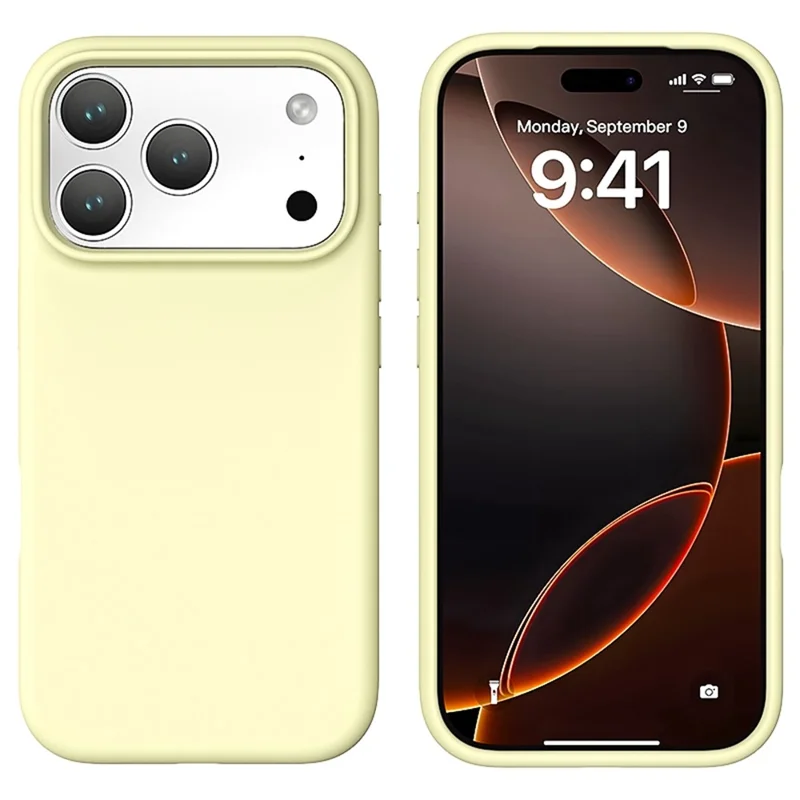 For iPhone 17 Pro Max Case PC + Vloeibaar Silicone Krasbestendige Binnenbekleding Telefoonhoesje - Crèmegeel
