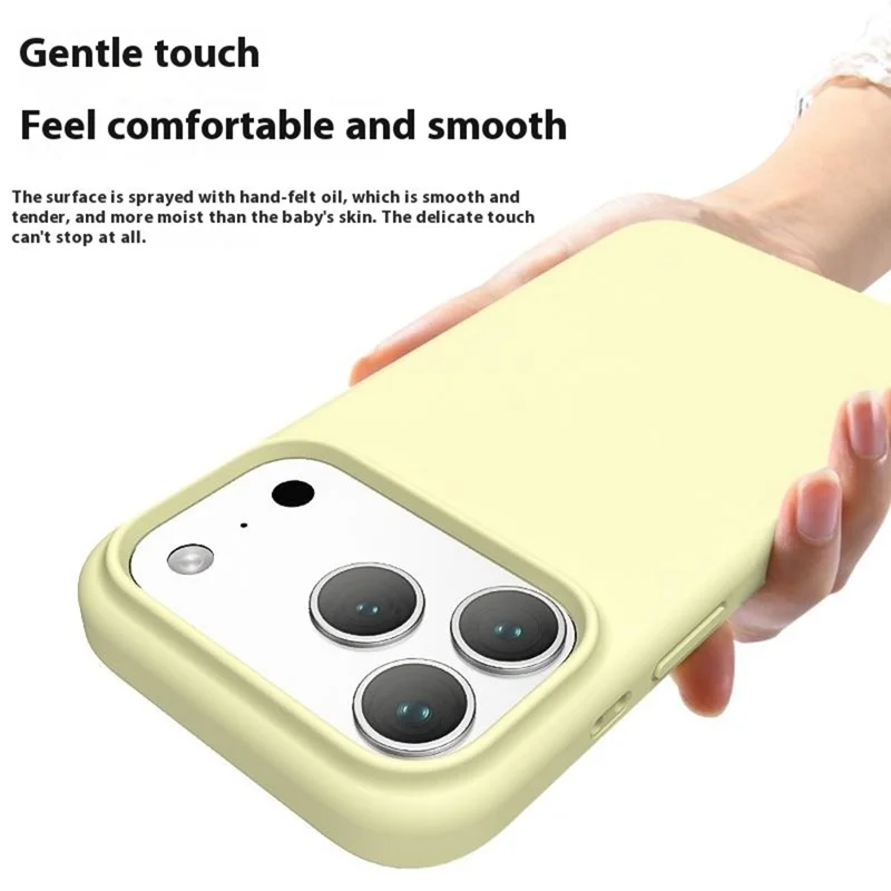 For iPhone 17 Pro Max Case PC + Vloeibaar Silicone Krasbestendige Binnenbekleding Telefoonhoesje - Crèmegeel