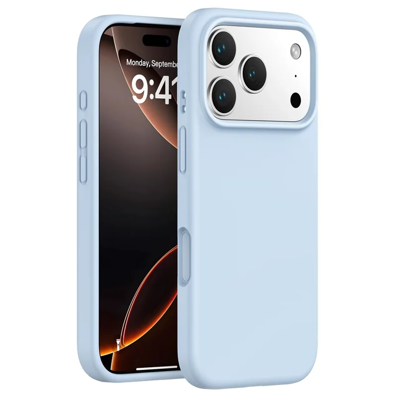 For iPhone 18 Pro Max / 17 Pro Max Case PC + Liquid Silicone Anti-Scratch Lining Phone Cover - Baby Blue
