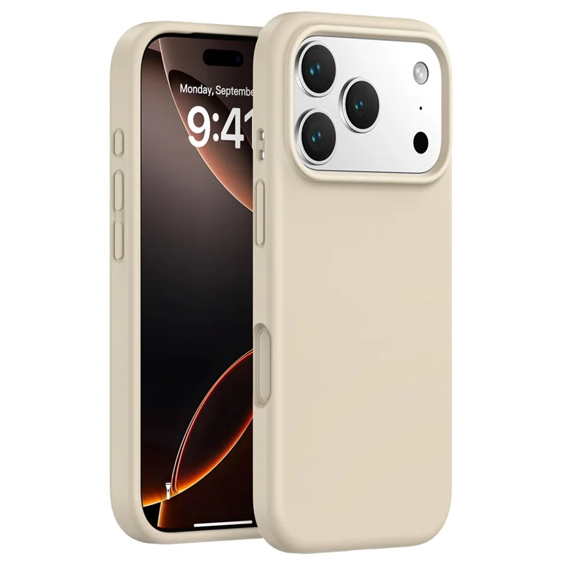 For iPhone 17 Pro Max Case PC + Liquid Silicone Anti-Scratch Lining Phone Cover - Coffee