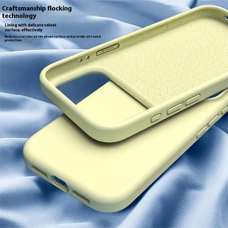 For iPhone 17 Pro Max Case PC + Liquid Silicone Anti-Scratch Lining Phone Cover - Coffee
