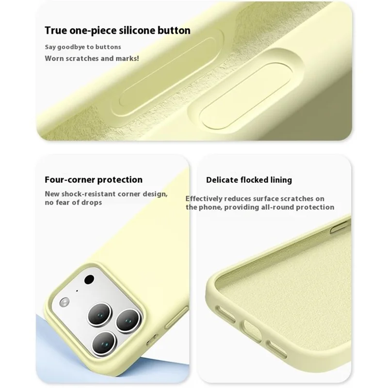For iPhone 17 Pro Max Case PC + Liquid Silicone Anti-Scratch Lining Phone Cover - Coffee