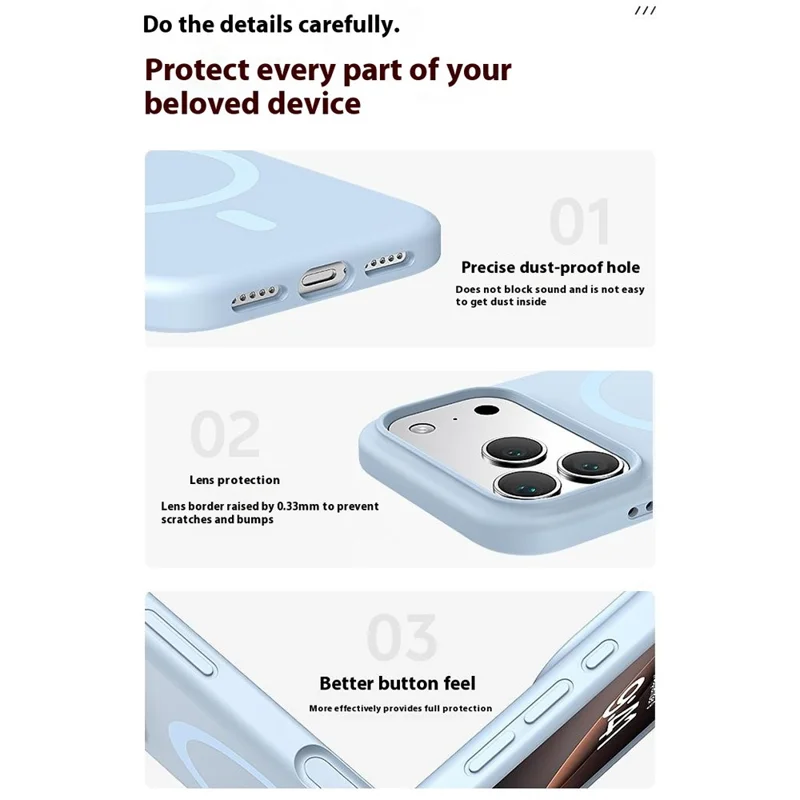 For iPhone 17 Pro Max Case Compatible with MagSafe PC + Liquid Silicone Phone Cover - Baby Blue