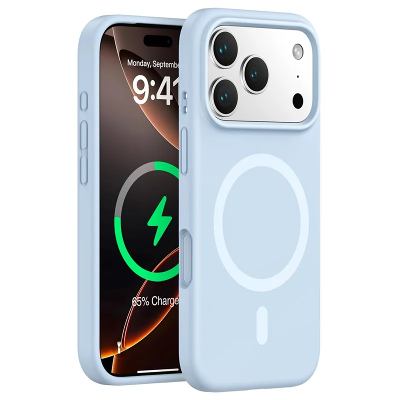 Für iPhone 17 Pro Hülle Kompatibel mit MagSafe PC + Flüssigsilikon Handyhülle - Babyblau