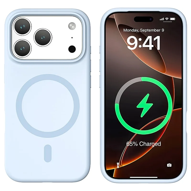 Für iPhone 17 Pro Hülle Kompatibel mit MagSafe PC + Flüssigsilikon Handyhülle - Babyblau