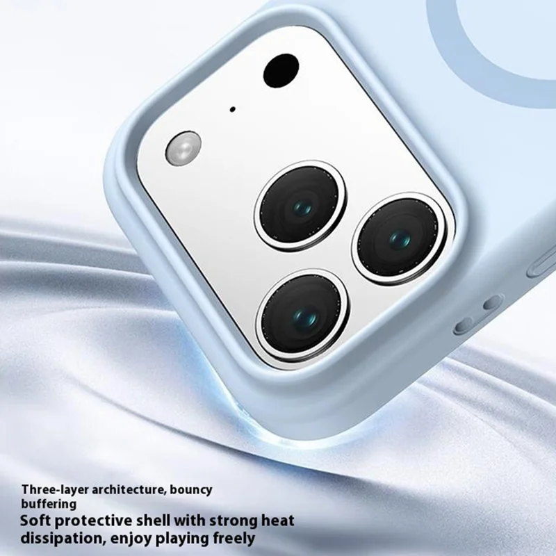 Für iPhone 17 Pro Hülle Kompatibel mit MagSafe PC + Flüssigsilikon Handyhülle - Babyblau