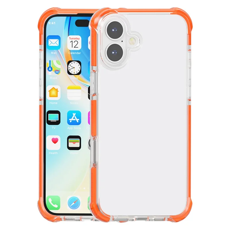 Coque iPhone 17 Antichoc à Quatre Coins - Transparente Orange en TPU + TPE + PC